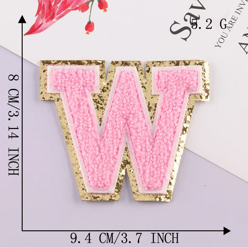 8CM Patch Letters for Clothes Alphabet Sticky Letter Clothing Bags Jacket Iron on Letter Emblems Chenille Patches for DIY MC0