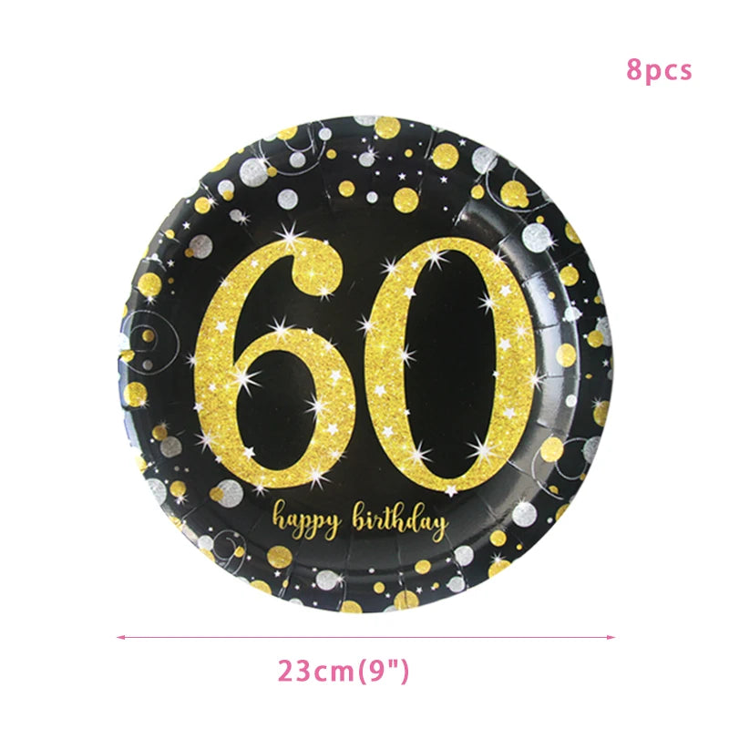 30th 40th 50th 60th birthday decorations Number Balloons Birthday Hanging Banner Flags for Adult 30th Anniversary Supplies - 