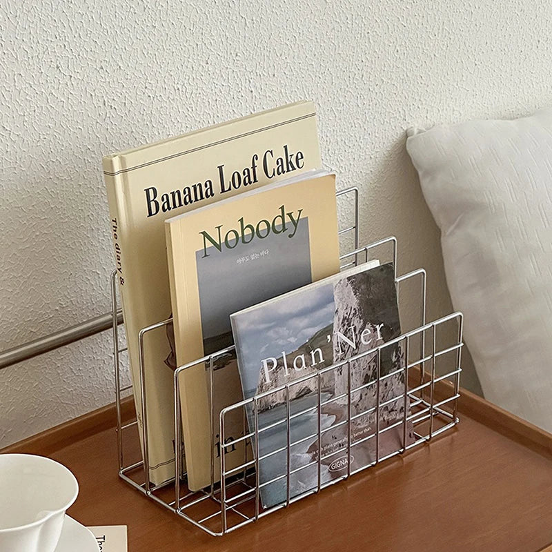 Ins Minimalist Iron Desktop Storage Rack Organizer Table Organizing Rack Document Book Rack Desk Multi-functional Storage Rac