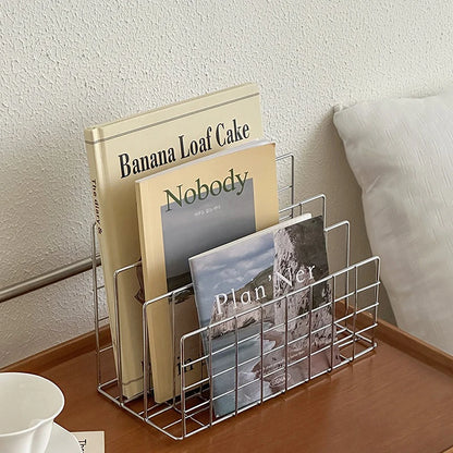 Ins Minimalist Iron Desktop Storage Rack Organizer Table Organizing Rack Document Book Rack Desk Multi-functional Storage Rac