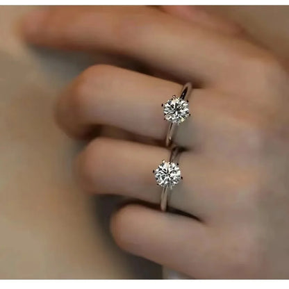 Solitaire ring Real 925 Sterling silver 1ct Moissanite cz Engagement Wedding Band Rings for women Bridal Statement Party Jewe