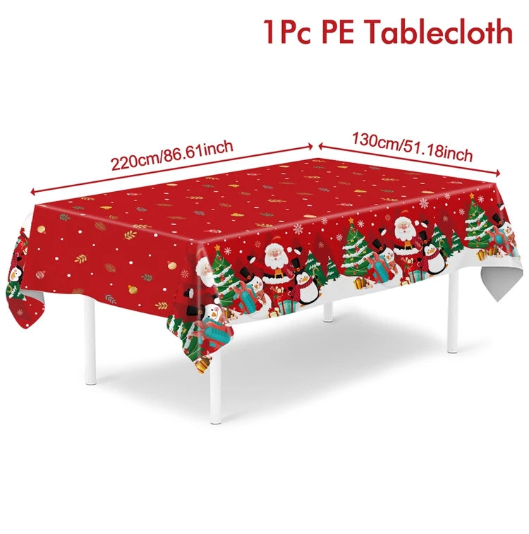 Disposable Christmas Tablecloth Merry Christmas Decors for Home 2024 Table Cover Xmas Ornament Navidad Natal New Year Gift 20