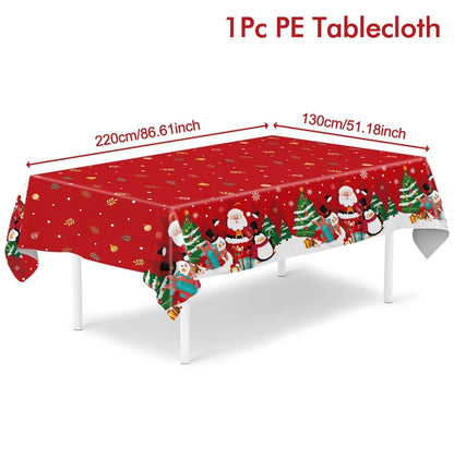 Disposable Christmas Tablecloth Merry Christmas Decors for Home 2024 Table Cover Xmas Ornament Navidad Natal New Year Gift 20