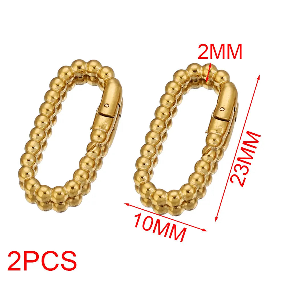 2pcs Stainless Steel Clasps Geometry Heart Round Ring Lobster Clasp Hooks Connectors Necklace for DIY Jewelry Making Supplies