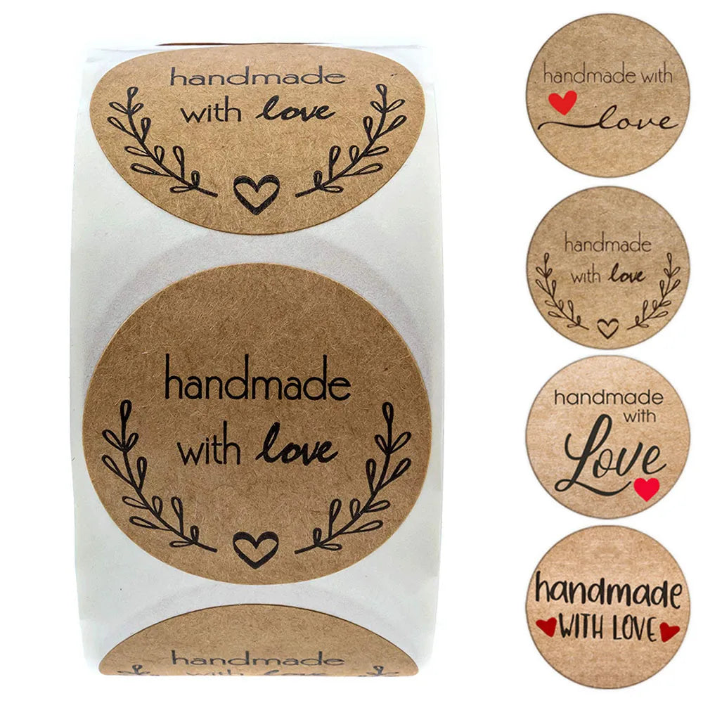 100-500pcs Vintage Kraft Paper Stickers Scrapbook Gift Stationery Label Stickers Handmade With Love Thank You For The Sticker