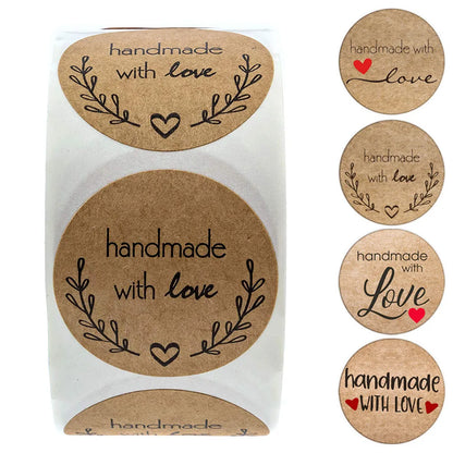 100-500pcs Vintage Kraft Paper Stickers Scrapbook Gift Stationery Label Stickers Handmade With Love Thank You For The Sticker