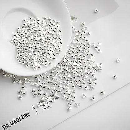 Genuine 925 Sterling Silver Round Beads Spacer Beads Jewelry Making Loose Beads Finding for DIY Bracelet Necklace Accessories