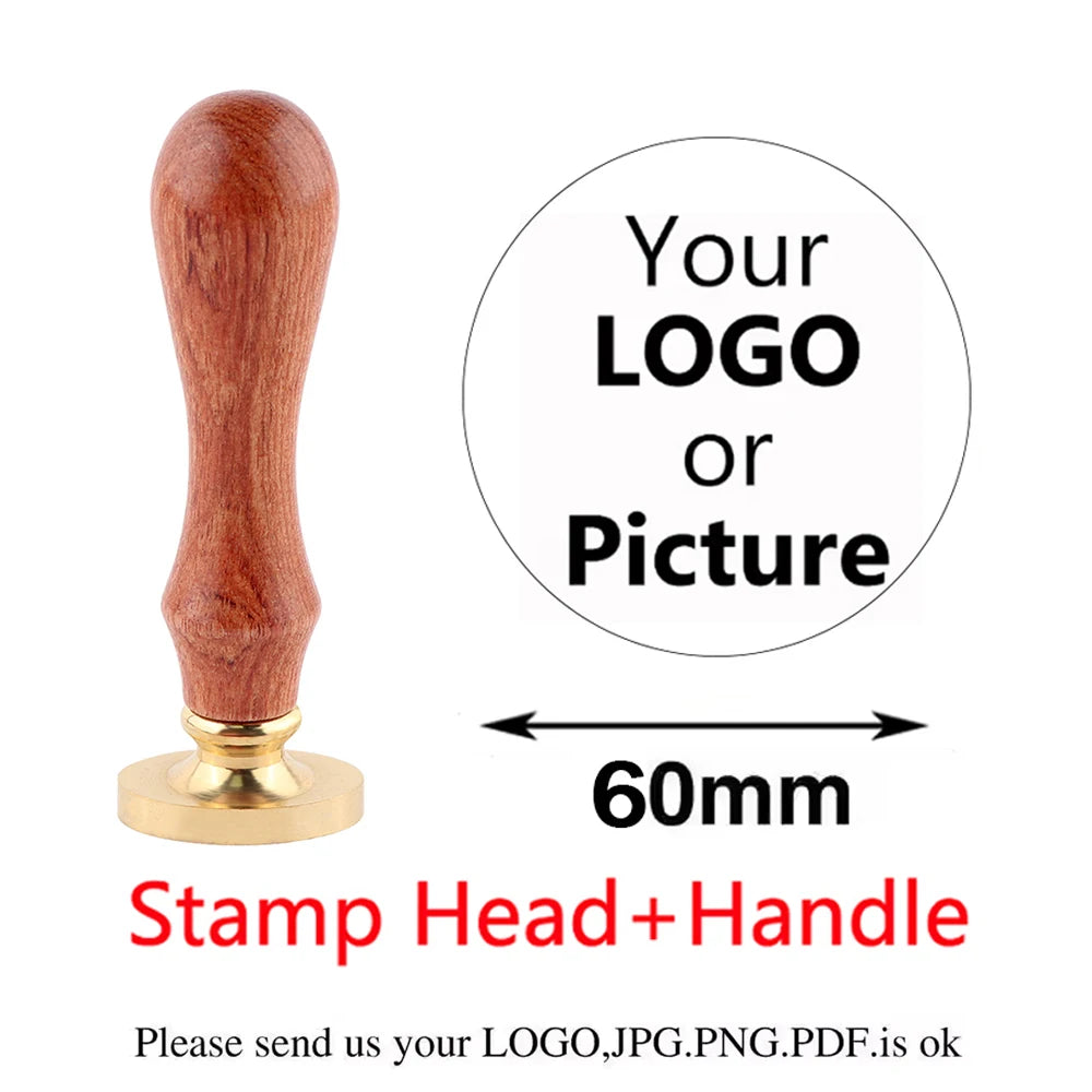 Custom Brass Wax Seal Stamp Personalized LOGO 25/30/40/50mm Round/Square Wax Sealing Head For Wedding Invitation Card Decor S