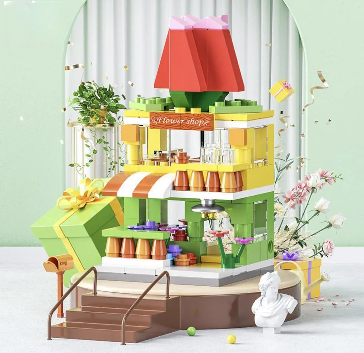 Architecture Street View House Building Blocks DIY Mini City Store Model Toys For Christmas Gifts - 8537-2