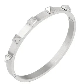 Fashion Simple Stainless Steel 3 Crystal Bracelet Bangle - B13 Silver