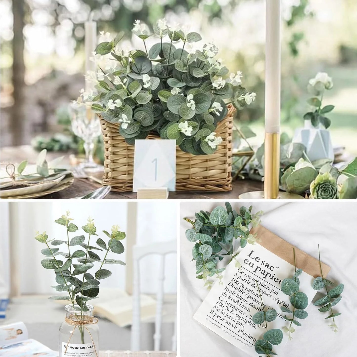 5/10/20Pcs Artificial Eucalyptus Leaf Stems Green Plants For Living Home Room Decoration Bride Wedding Decor Flowers Bouquets
