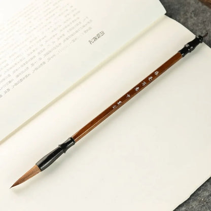 Traditional Chinese Calligraphy Brush Oil Painting Wolf Hair Scriptures Writing Brush Oil Watercolor Wood Art Paint Brush - M