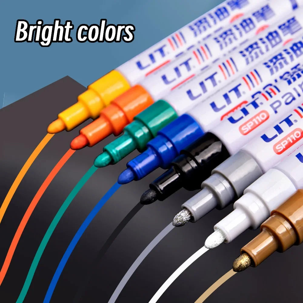 3mm 10p Colorful 8 Colors Permanent Paint Marker Waterproof White Markers tire tread rubber fabric Paint metal Paint Marker P
