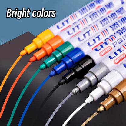 3mm 10p Colorful 8 Colors Permanent Paint Marker Waterproof White Markers tire tread rubber fabric Paint metal Paint Marker P
