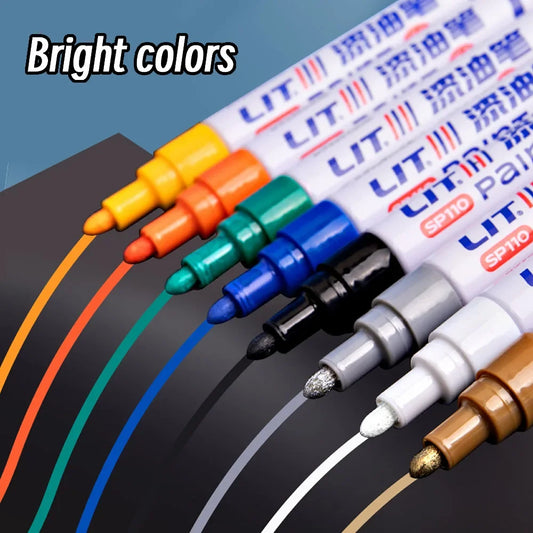 3mm 10p Colorful 8 Colors Permanent Paint Marker Waterproof White Markers tire tread rubber fabric Paint metal Paint Marker P
