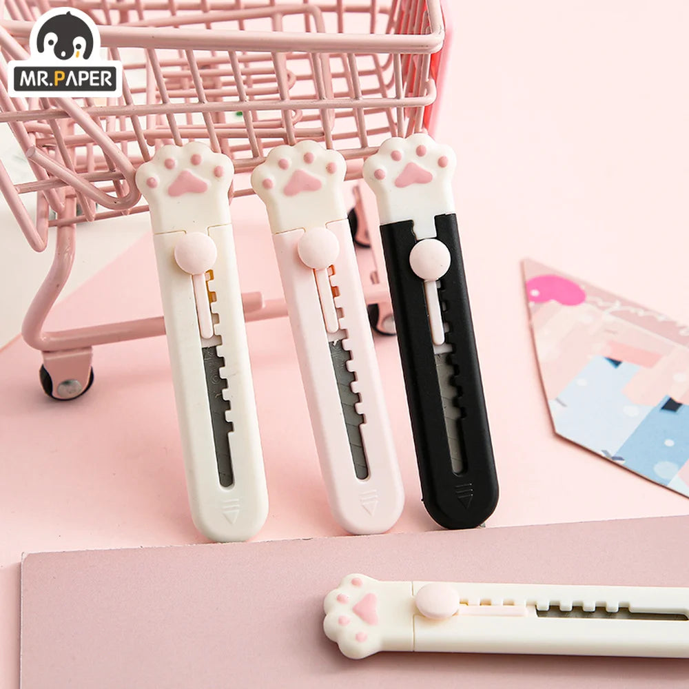 Mr.Paper Mini Portable Cat's Paw Tool Knife Cute Creative Exquisite Handbook Decoration Paper Cutting Stationery Supplies