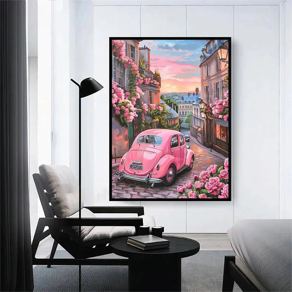 Momoart Car Diamond Painting Landscape DIY Full Square Round Diamond Mosaic Street Embroidery Flower Handicraft