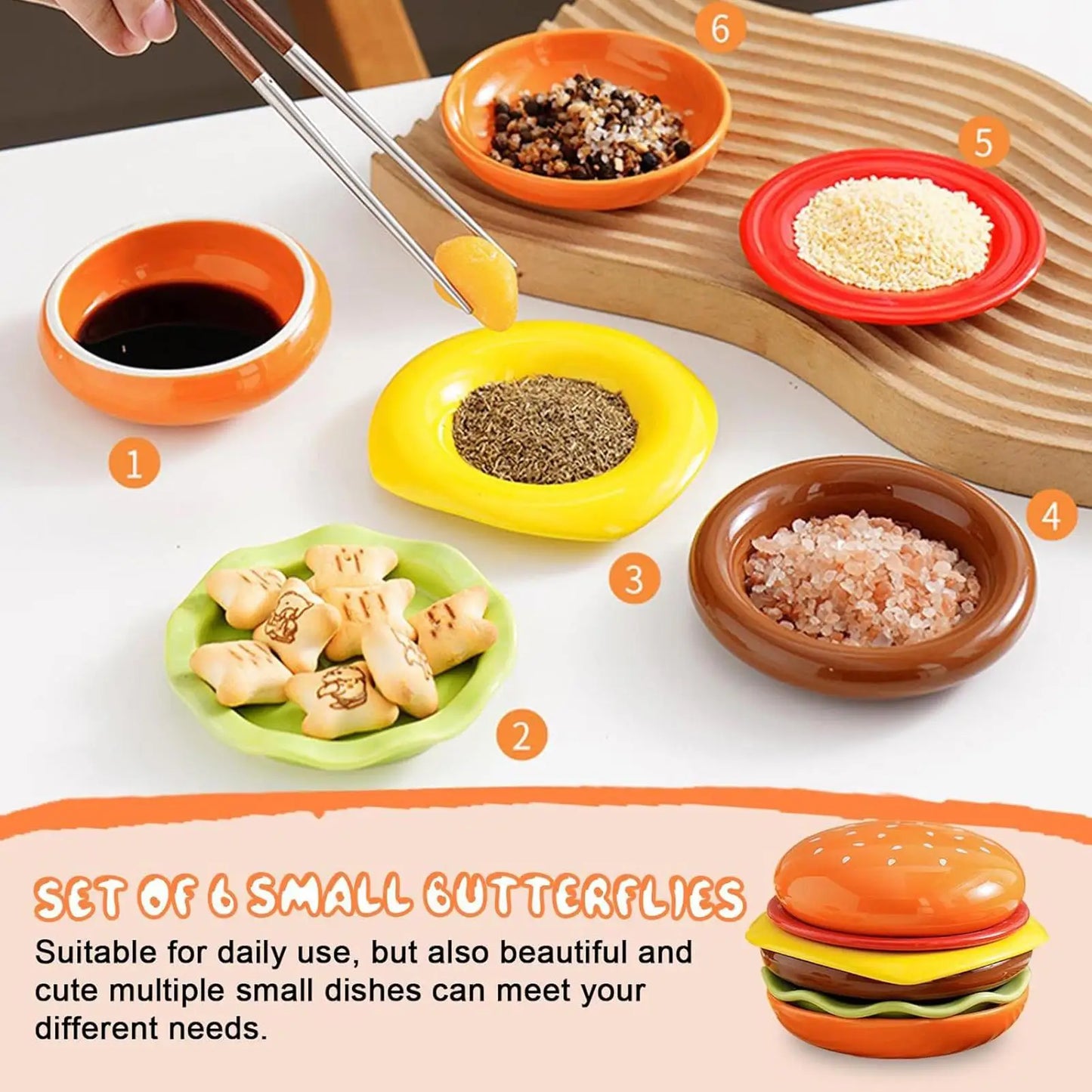 Stackable Hamburger Plate Set Burger 6 Layers Dinner Plate High Value Bone Spit Plate Funny Sauce Containers Table Decor