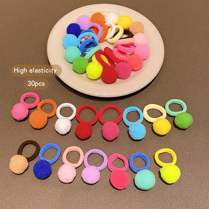 30 colorful random ball hairbands, hair balls, and rubber bands suitable for daily use as hair accessories