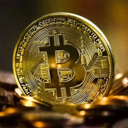 Physical Gold Plated Bitcoin Commemorative Coin Cascius Metal Antique Replica Collectible Art Gift