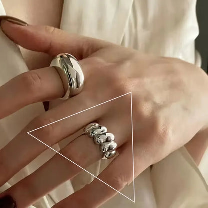 VENTFILLE 925 Sterling Silver Rings INS Fashion Hip Hop Vintage Couples Hollow Lines Punk Thai Silver Party Adjustable Jewelr