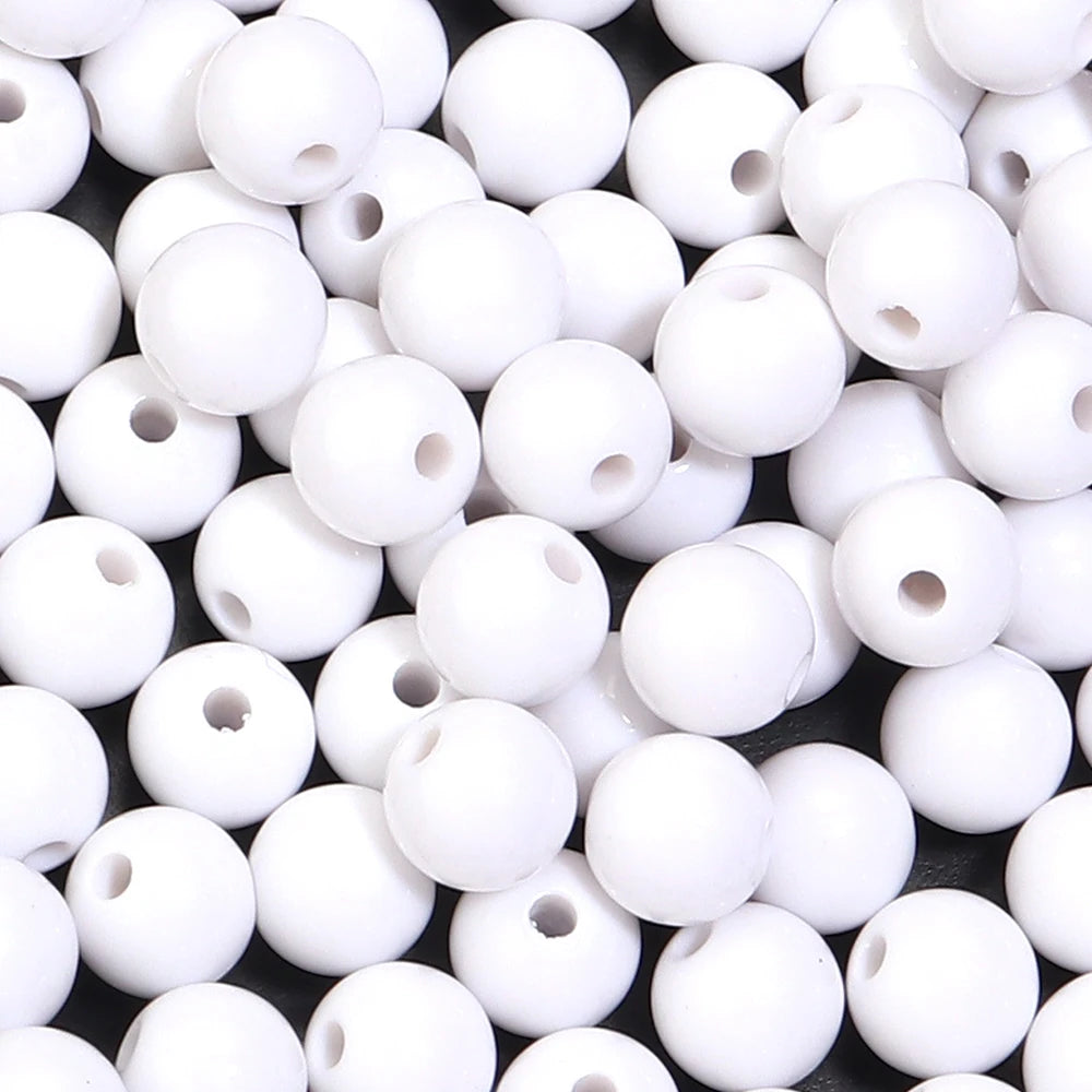 10-100Pcs/Lot 6-20mm Solid Color Round Acrylic Beads Loose Spacer Beads For DIY Keychains Decoration Handmade Crafts Accessor
