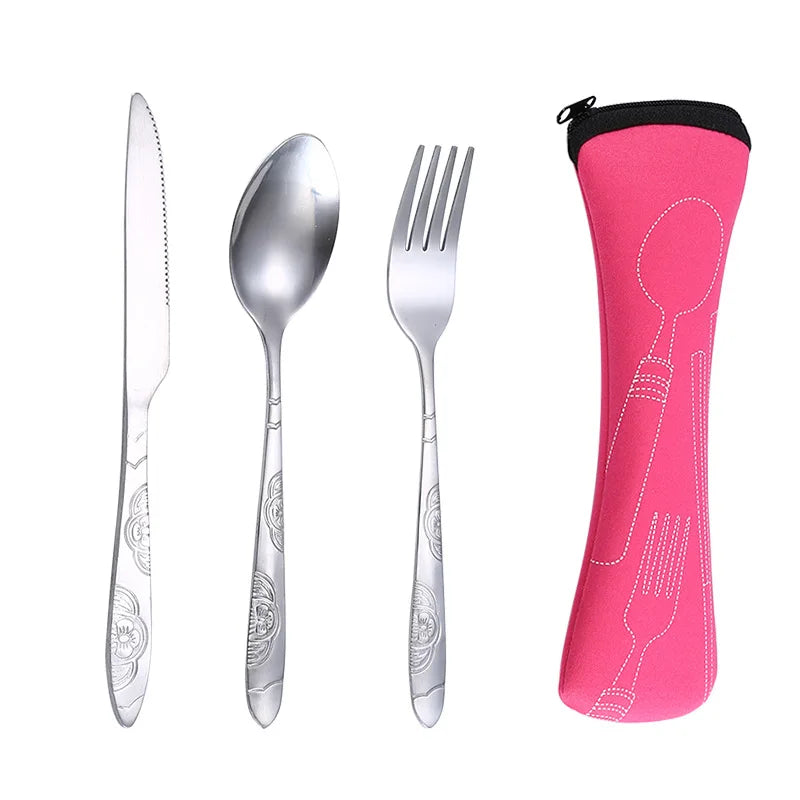 Picnic Set Tableware Washable with Zipper Travel Cutlery Kit Case Portable Pouch for Dinner Household Tool Travel Camping Spo