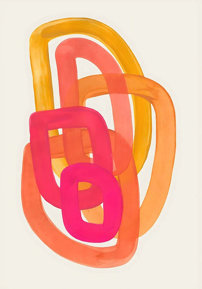 Minimalist Mid Century Watercolor Brush Strokes Poster Abstract Orange Canvas Print Painting Wall Art Picture Living Room Dec