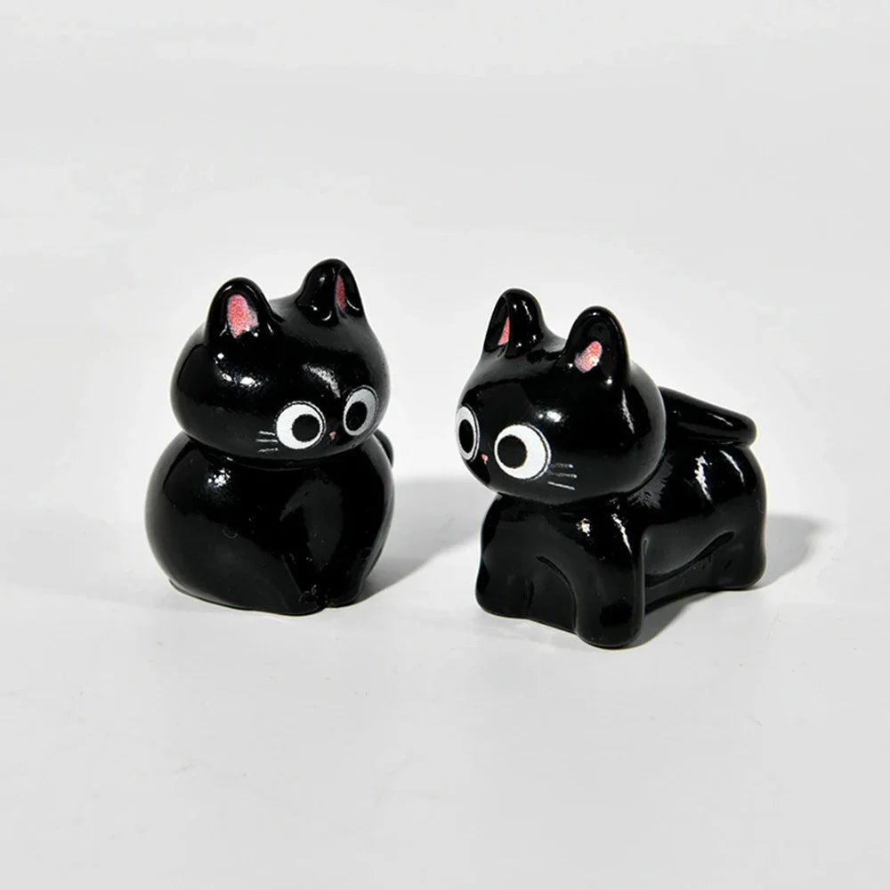 Estatueta de gatos de resina de desenho animado, mini gatinho, ornamentos para casa, criativo, desktop, carro, montado,