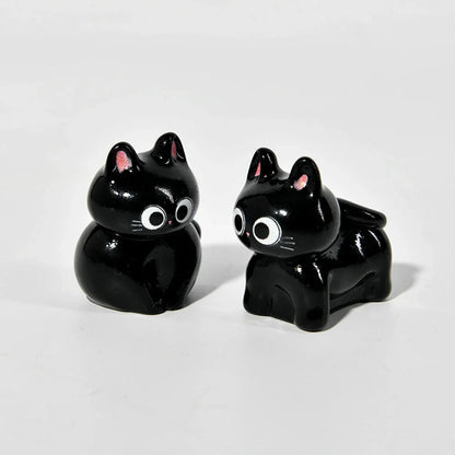 Estatueta de gatos de resina de desenho animado, mini gatinho, ornamentos para casa, criativo, desktop, carro, montado,