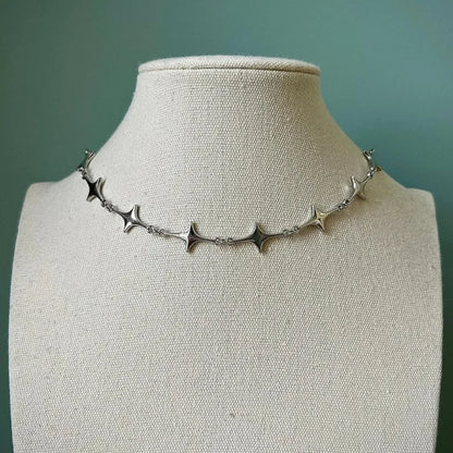 2024 Retro Style Texture Join Necklaces For Women Silver Color Stainless Steel Neck Chains For Women Jewelry Chocker