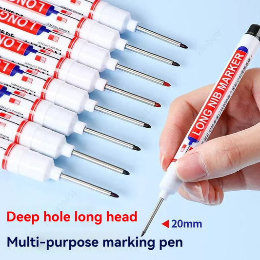 4Pcs/Set 20mm Deep Hole Long Nib Head Markers For Metal Perforating Pen Waterproof Bathroom Woodworking Decoration Multi-Purp