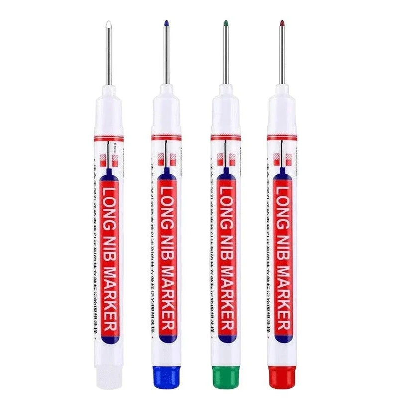 4Pcs/Set 20mm Deep Hole Long Nib Head Markers For Metal Perforating Pen Waterproof Bathroom Woodworking Decoration Multi-Purp