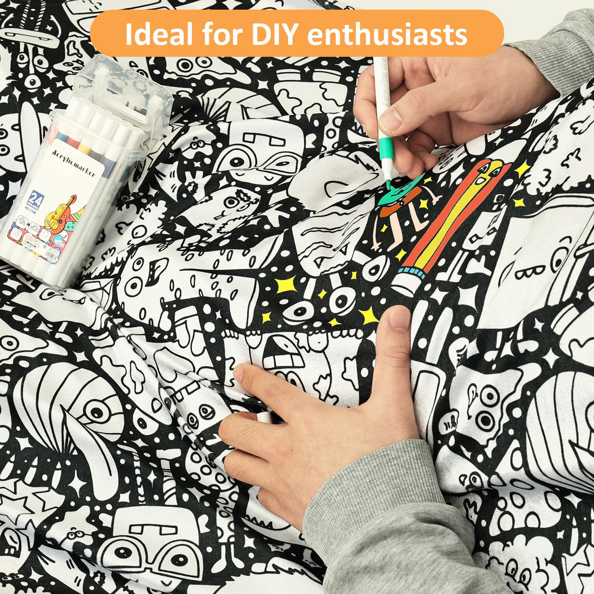 DIY Coloring Blanket with 24 Colored Markers Creative Personalization pattern blanket Stress Relief Unique Paint art Decor Gi