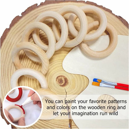 Unfinished Wood Rings Smooth Natural Wooden Ring Circles for Craft DIY Wood Hoops Jewelry Ornaments Connectors Jewelry Making