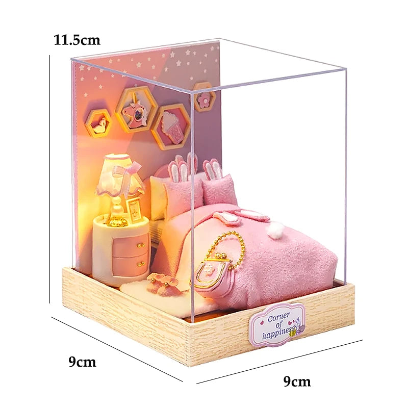 DIY Miniature Doll House 3D Puzzle Small House Assembly Building Model Kit Toys Home With Furniture Lighting Wooden Crafts Gi