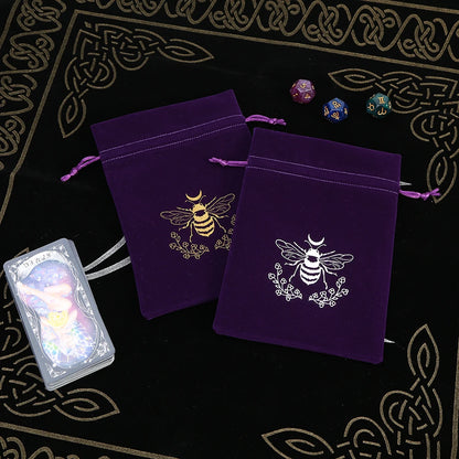 1Pcs Tarot Storage Velvet Bag Drawstring Suede Pocket Board Game Card Embroidery Package Witchcraft Supplies for Altar Tarot 