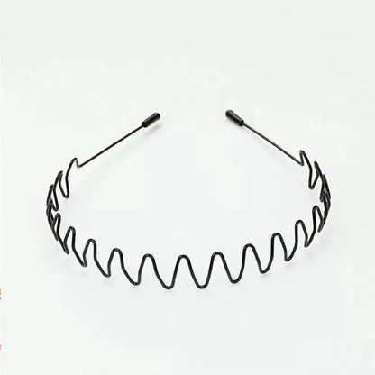 Unisex Black Elastic Non Slip Simple Metal Headbands For Men Women Wavy Hairband Spring Hair Hoop Fashion Hair Accessories - 