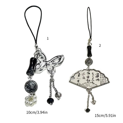 Acrylic Chinese Style Butterfly Pendant Phone Charm DIY Handmade Fan Calligraphy Mobile Phone Strap Anti-Lost Hanging Cord