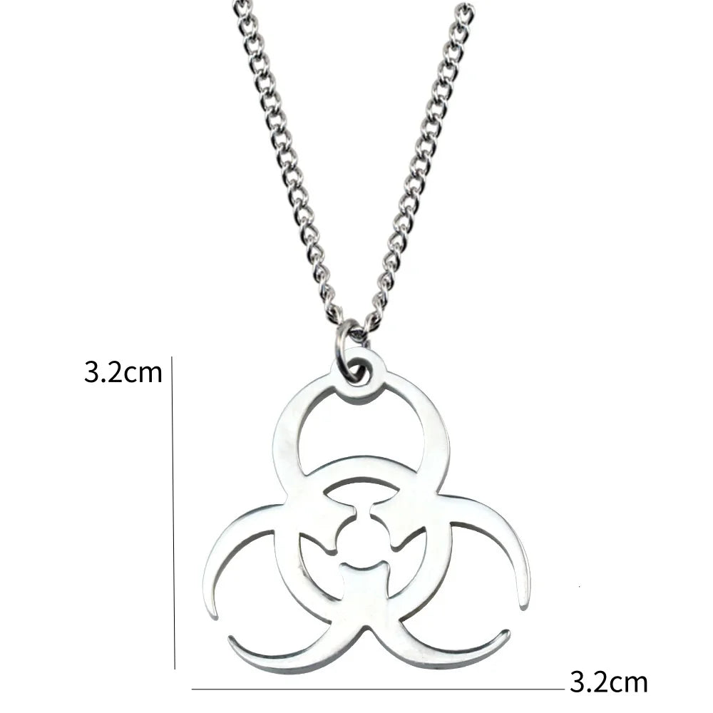 Necklace Trendy Men And Women INS Street Punk Hip-Hop JewelryNew Stainless Steel Biochemical Logo Pendant