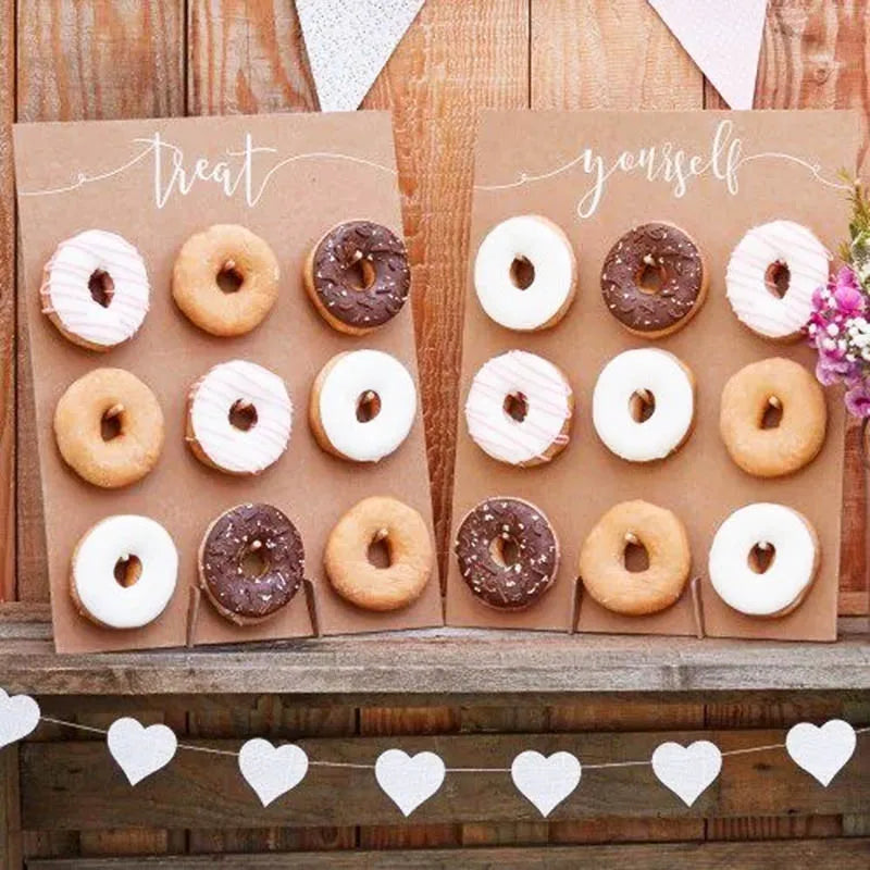 Wooden Donut Stand Wedding Decoration Wall Dessert Doughnut Table Holder Baby Shower Birthday Party Table Decor Supplies