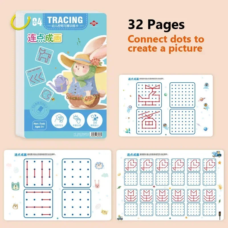 Magical Tracing Workbook Educational Montessori Books for Children Pen Control Training Reusable Calligraphy Copybook for Kid