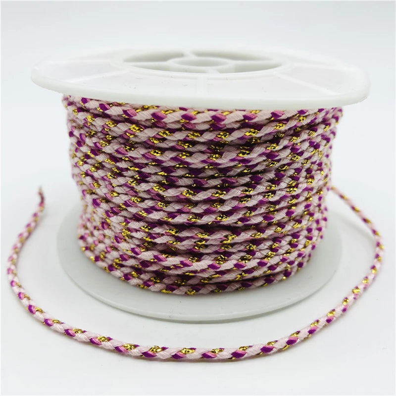 5yards/Lot 2.5mm Gold Line 100% Cotton Cord Rope Chinese Knot Macrame Cord Rope For Jewelry Making For Shamballa Bracelet