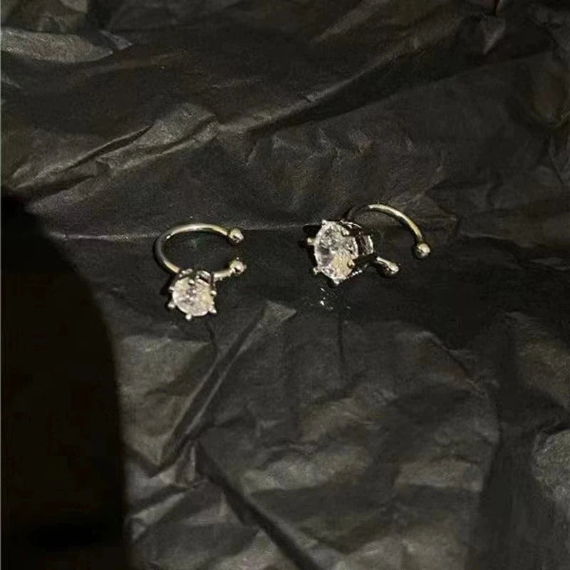 Elegant Shiny Zircon Clip Earrings Adjustable Non Piercing Ear Clips for Women Daily Wear Party Banquet Jewelry Gift New Fash