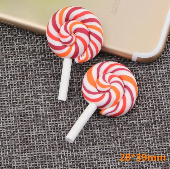 10pcs /lot Beauty Kawaii Rainbow lollipop Candy Polymer Clay Cabochons Flatback For DIY Phone Decoration - 19