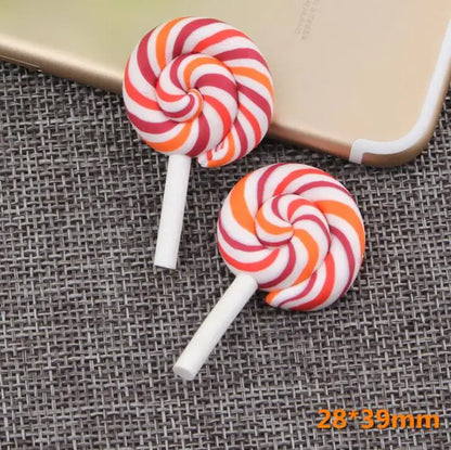 10pcs /lot Beauty Kawaii Rainbow lollipop Candy Polymer Clay Cabochons Flatback For DIY Phone Decoration - 19