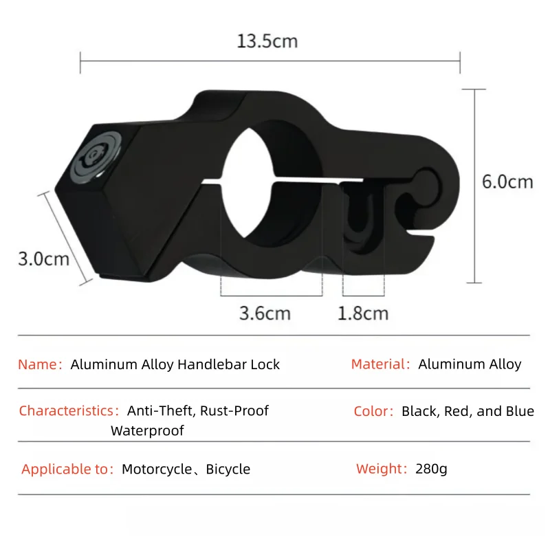 Motorcycle & Bicycle Handlebar Lock Heavy Duty Steel Anti-Theft Lock for ATV/Dirt Bike/Street Motorcycles/Commuter Bikes Univ