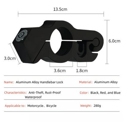 Motorcycle & Bicycle Handlebar Lock Heavy Duty Steel Anti-Theft Lock for ATV/Dirt Bike/Street Motorcycles/Commuter Bikes Univ