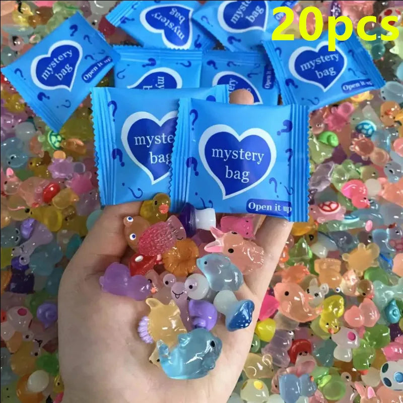 10/20/60PCS Surprise Blind Bags Luminous Animal Mushroom Figurines Miniature Mystery Bag For Potted Dollhouse Fairy Garden De