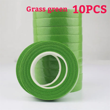Green Flower Stem Sticks DIY Floral Material Handmade Wire Stem Floriculture Tape Self-adhesive Bouquet Floral Stem Paper Tap
